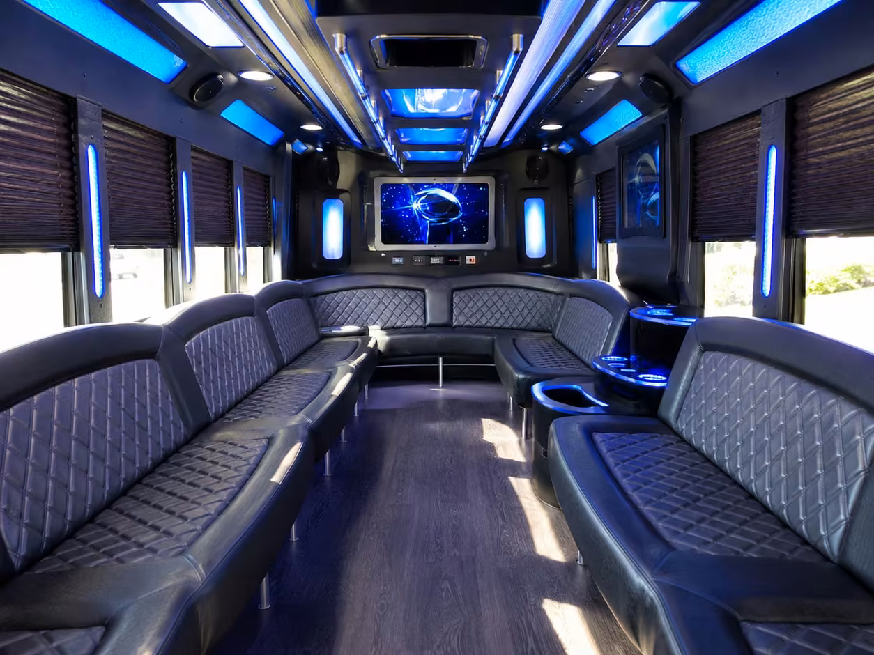18 passenger party bus inside