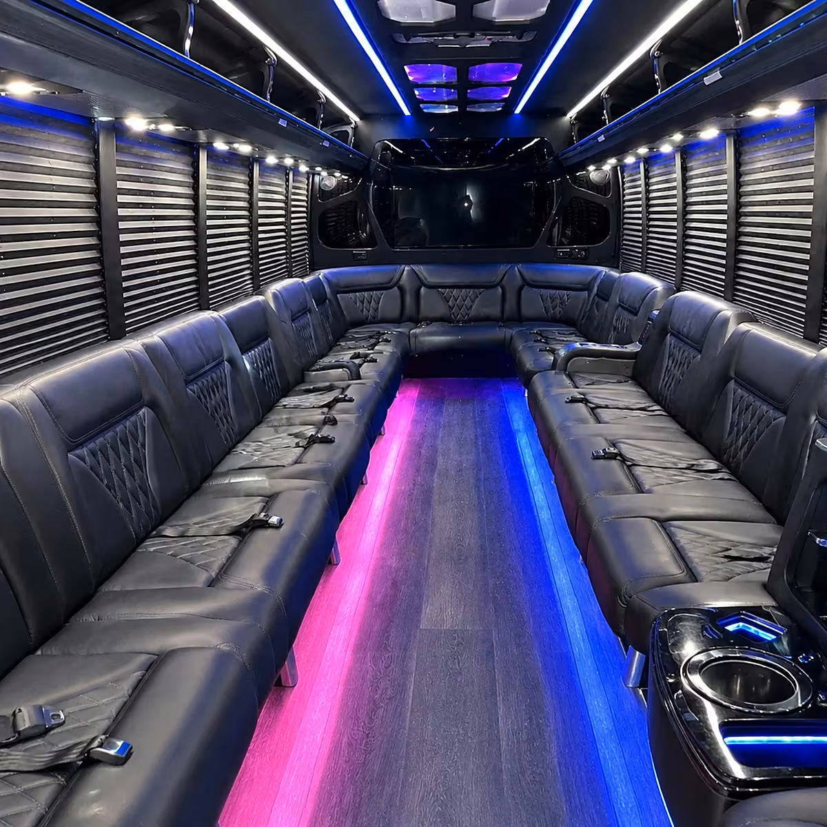 28 passenger party bus inside