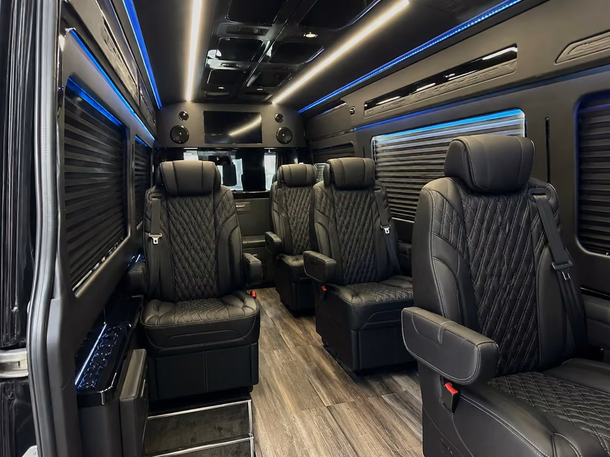 sprinter van rental with driver inside